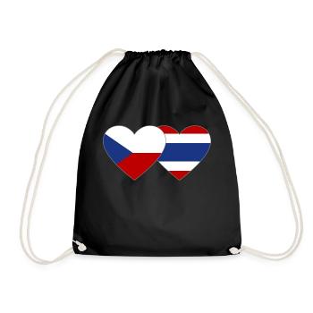 Tschechien Thailand Flagge Herz - Turnbeutel - Schwarz - Vorne