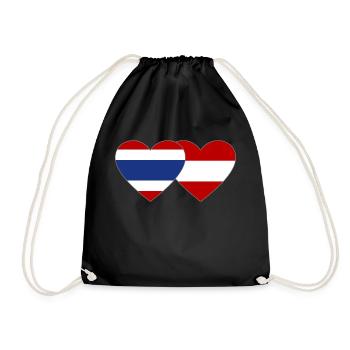 Thailand Austria Flag Heart - Drawstring Bag - black - Front