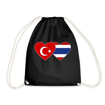Türkei Thailand Flagge Herz - Turnbeutel - Schwarz - Vorne