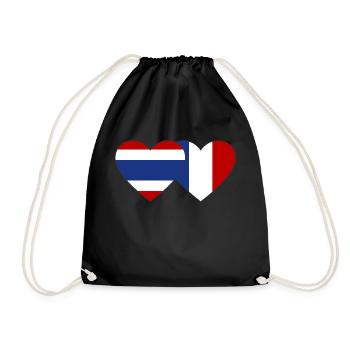 Thaïlande France Drapeau Coeur - Sac de sport léger - noir - Devant