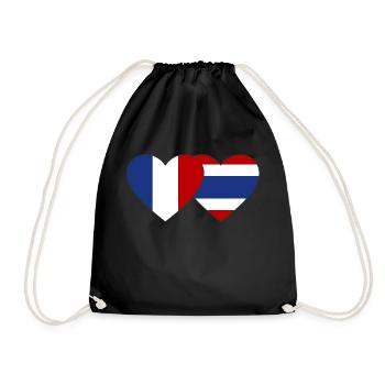 Frankreich Thailand Flagge Herz - Turnbeutel - Schwarz - Vorne