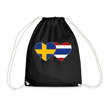 Schweden Thailand Flagge Herz - Turnbeutel - Schwarz - Vorne