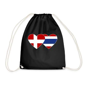 Dänemark Thailand Flagge Herz - Turnbeutel - Schwarz - Vorne