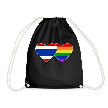 Thailand LGBT Flagge Herz - Turnbeutel - Schwarz - Vorne