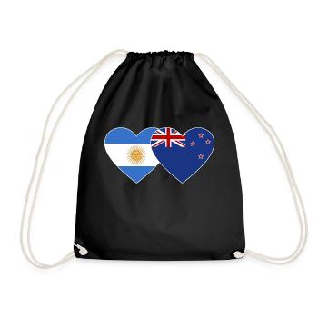 Drapeau de l’Argentine et de la Nouvelle-Zélande Coeur - Sac de sport léger - noir - Devant