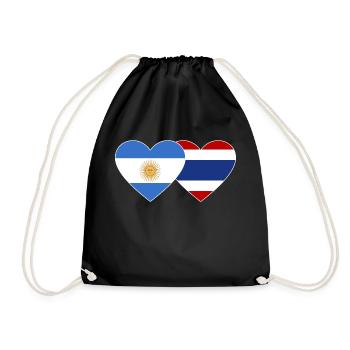 Argentinien Thailand Flagge Herz - Turnbeutel - Schwarz - Vorne