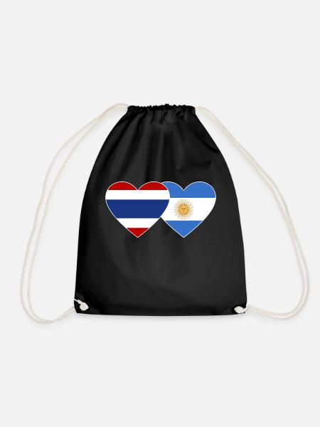 Thailand Argentinien Flagge Herz - Turnbeutel - Schwarz