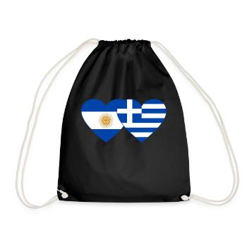 Argentine Grèce Drapeau Coeur - Sac de sport léger - noir - Devant