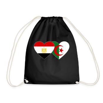 Ägypten Algerien Flagge Herz - Turnbeutel - Schwarz - Vorne