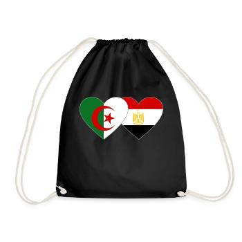 Algeria Egypt Flag Heart - Drawstring Bag - black - Front