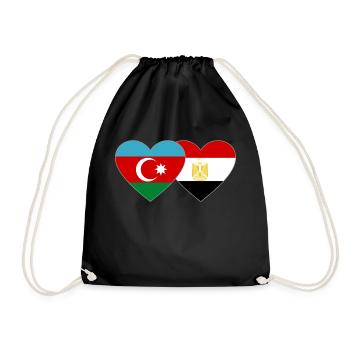 Azerbaijan Egypt Flag Heart - Drawstring Bag - black - Front
