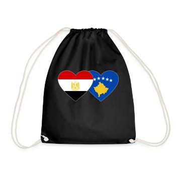 Egypte Kosovo Drapeau Coeur - Sac de sport léger - noir - Devant