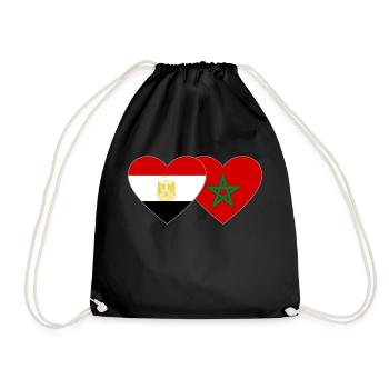 Ägypten Marokko Flagge Herz - Turnbeutel - Schwarz - Vorne