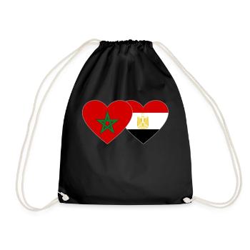 Morocco Egypt Flag Heart - Drawstring Bag - black - Front