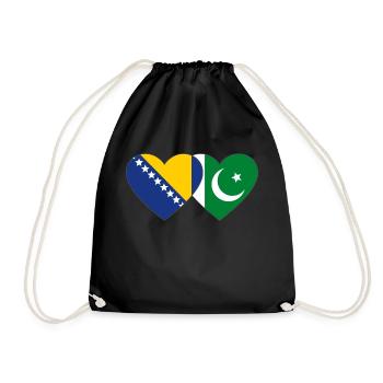 Bosnie Pakistan drapeau coeur - Sac de sport léger - noir - Devant