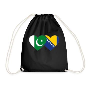Pakistan Bosnie drapeau coeur - Sac de sport léger - noir - Devant
