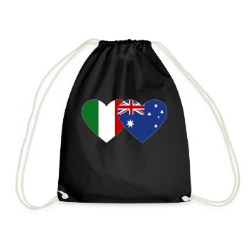Italien Australien Flagge Herz - Turnbeutel - Schwarz - Vorne