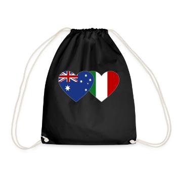 Australie Italie Drapeau Coeur - Sac de sport léger - noir - Devant