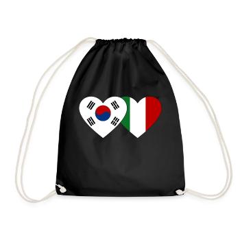 Corée du Sud Italie Drapeau Coeur - Sac de sport léger - noir - Devant