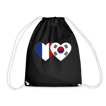France Corée du Sud Drapeau Coeur - Sac de sport léger - noir - Devant