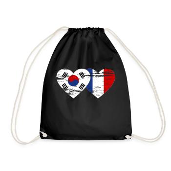 Corée du Sud France Drapeau Coeur Utilisé - Sac de sport léger - noir - Devant