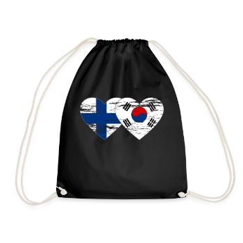 Finlande Corée du Sud drapeau coeur utilisé - Sac de sport léger - noir - Devant