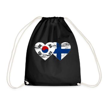 Corée du Sud Finlande Drapeau Coeur Utilisé - Sac de sport léger - noir - Devant