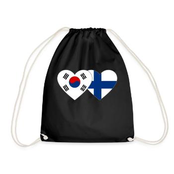 Corée du Sud Finlande Drapeau Coeur - Sac de sport léger - noir - Devant