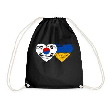 Südkorea Ukraine Flagge Herz used - Turnbeutel - Schwarz - Vorne