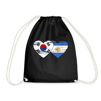 Corée du Sud Argentine Drapeau Coeur Utilisé - Sac de sport léger - noir - Devant