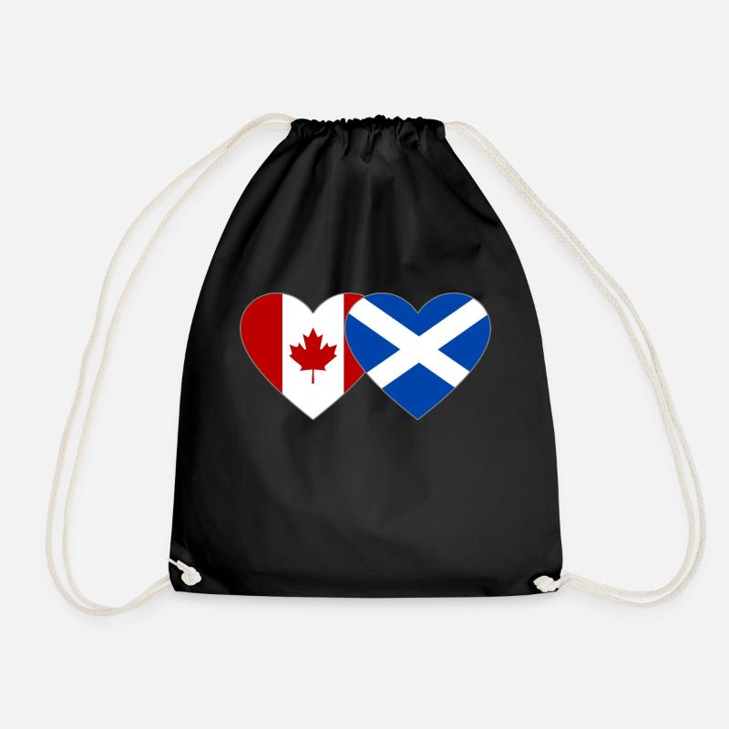Canada Scotland Flag Heart - Drawstring Bag - black