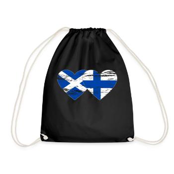 Scotland Finland Flag Heart Used - Drawstring Bag - black - Front