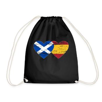 Scotland Spain Flag Heart Used - Drawstring Bag - black - Front