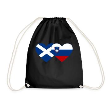Scotland Slovenia Flag Heart - Drawstring Bag - black - Front