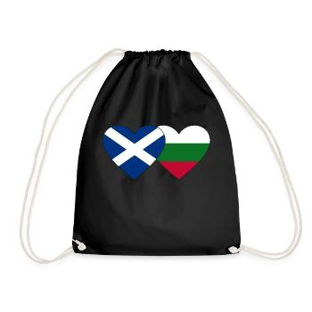 Scotland Bulgaria Flag Heart - Drawstring Bag - black - Front