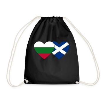 Bulgaria Scotland Flag Heart - Drawstring Bag - black - Front