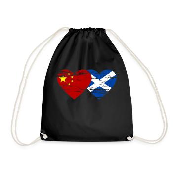 Ecosse Chine drapeau coeur utilisé - Sac de sport léger - noir - Devant