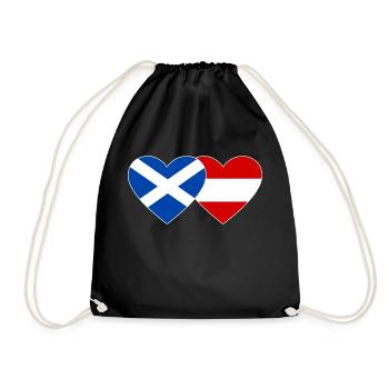 Scotland Austria Flag Heart - Drawstring Bag - black - Front