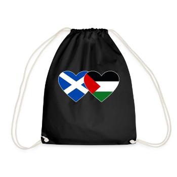 Scotland Palestine Flag Heart - Drawstring Bag - black - Front