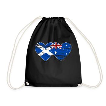 Scotland Australia Flag Heart Used - Drawstring Bag - black - Front