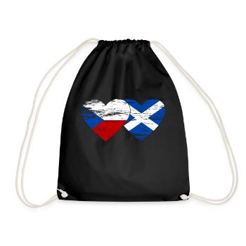 Czech Republic Scotland flag heart used - Drawstring Bag - black - Front