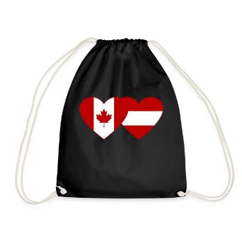 Coeur de drapeau Canada Autriche - Sac de sport léger - noir - Devant
