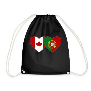 Coeur de drapeau Canada Portugal - Sac de sport léger - noir - Devant