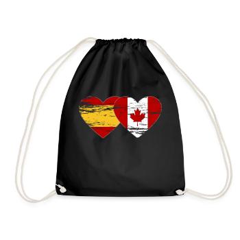 Spain Canada flag heart used - Drawstring Bag - black - Front