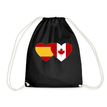 Spain Canada flag heart - Drawstring Bag - black - Front