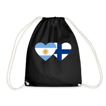 Argentine Finlande Drapeau Coeur - Sac de sport léger - noir - Devant