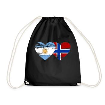 Argentine Norvège drapeau coeur utilisé - Sac de sport léger - noir - Devant