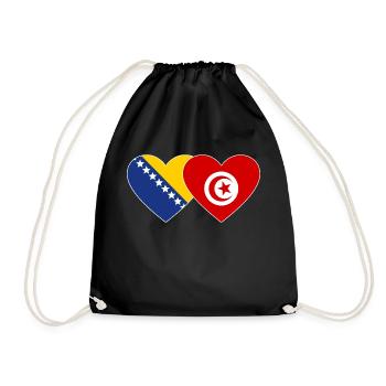 Bosnie Tunisie Drapeau Coeur - Sac de sport léger - noir - Devant