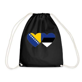 Bosnia Estonia Flag Heart - Drawstring Bag - black - Front