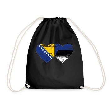 Bosnie Estonie drapeau coeur utilisé - Sac de sport léger - noir - Devant